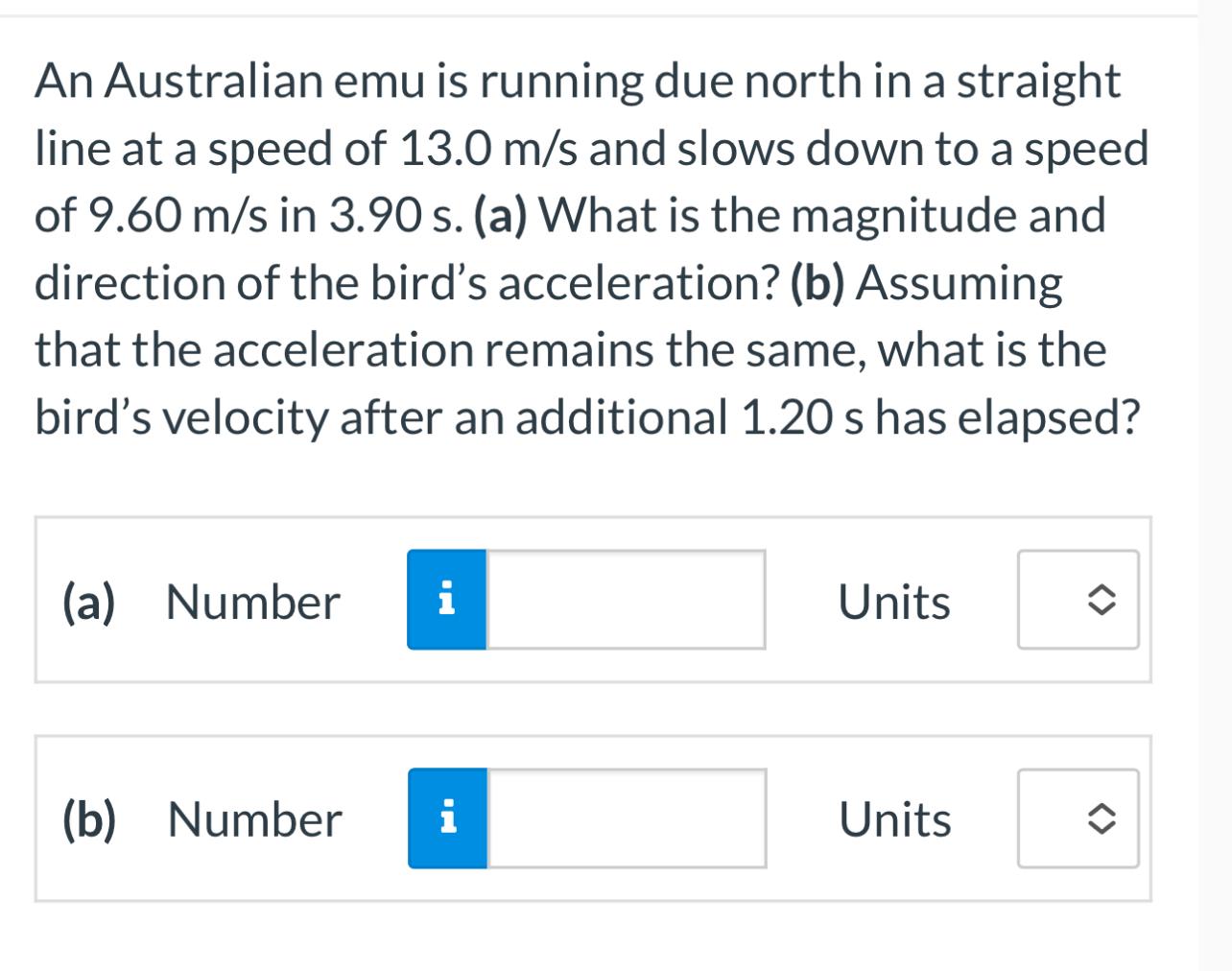 Solved An Australian emu is running due north in a straight | Chegg.com