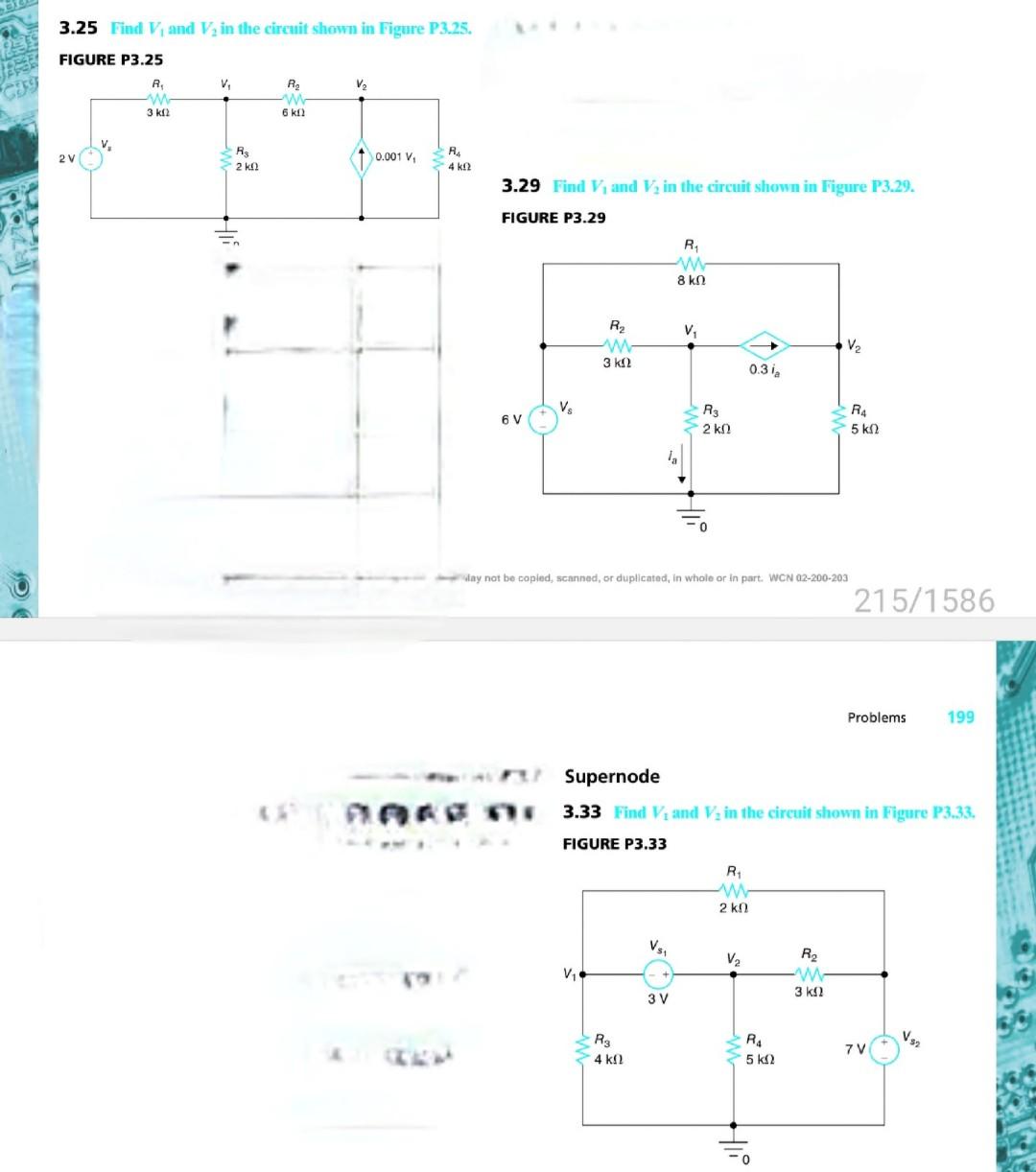 Solved 3.25 Find V1 and V2 in the circuit shown in Figure | Chegg.com