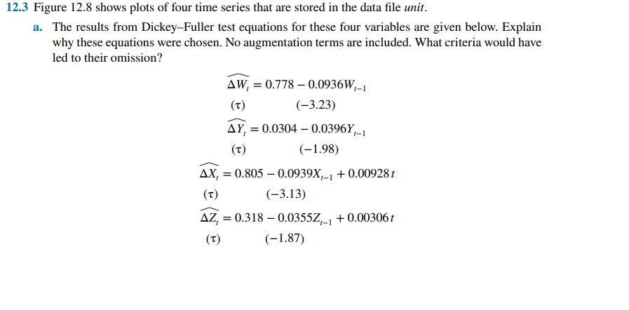 Solved 2.3 Figure 12.8 shows plots of four time series that | Chegg.com