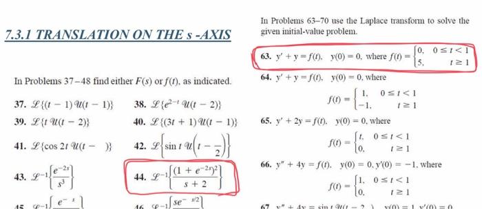 Solved 7 3 1 Translation On The S Axis In Problems 37 48 Chegg Com