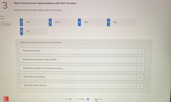 Solved Match the hormone abbreviations with their function. | Chegg.com