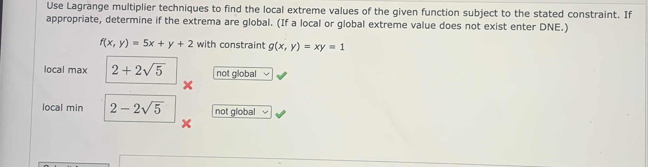 Solved Use Lagrange multiplier techniques to find the local | Chegg.com