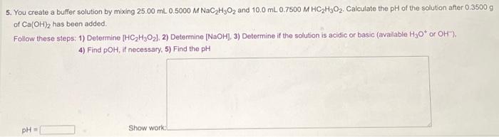 Solved You create a buffer solution by mixing 25.00 mL | Chegg.com
