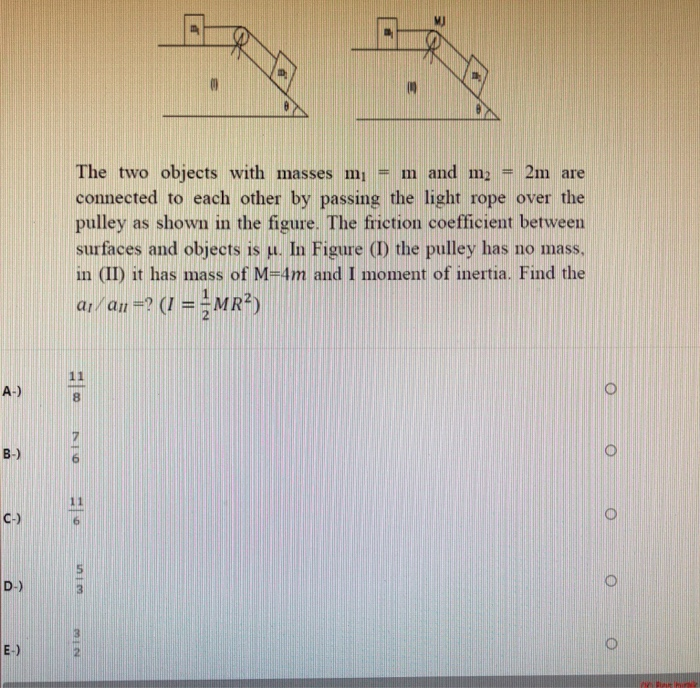 Solved The Two Objects With Masses My M And M2 2m Are | Chegg.com