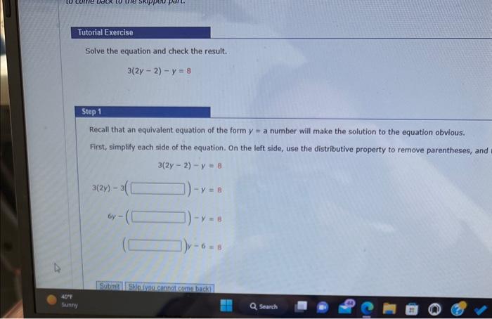 solve and check your result 5y 3 9 2y
