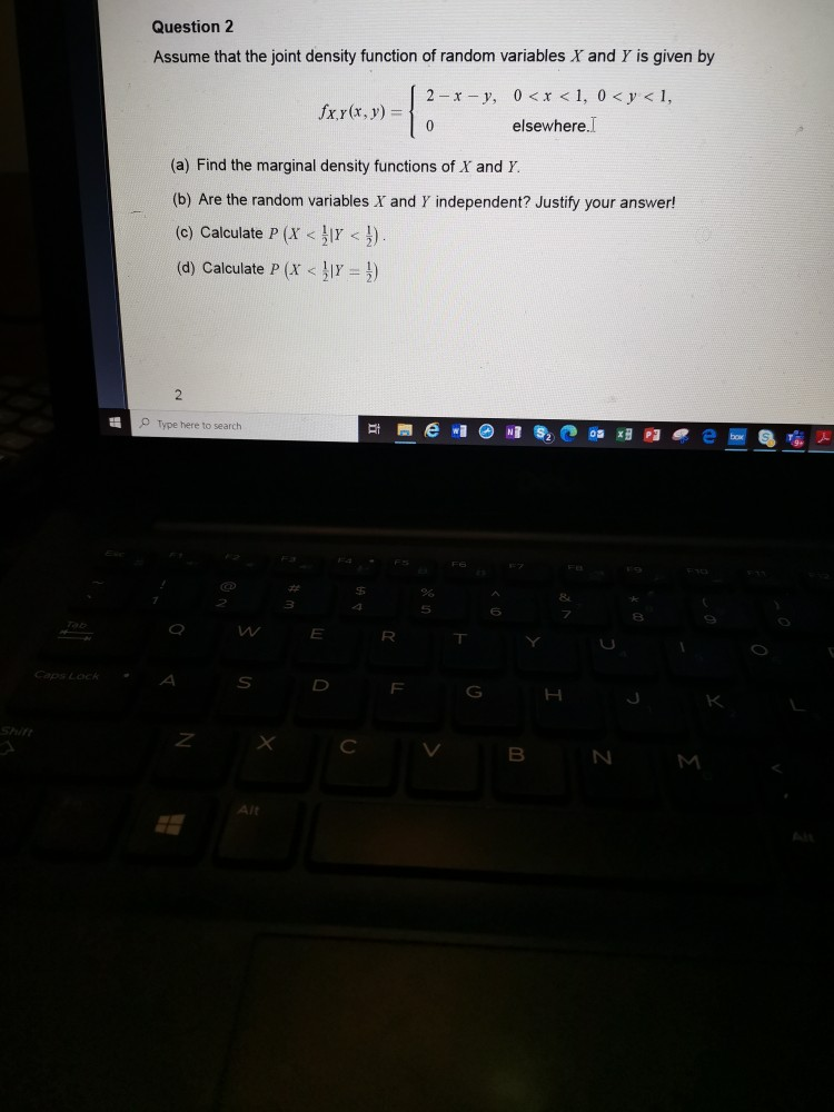 Solved Question 2 Assume that the joint density function of | Chegg.com