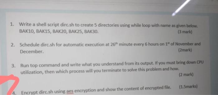 Solved 1. Write a shell script dirc.sh to create 5 | Chegg.com