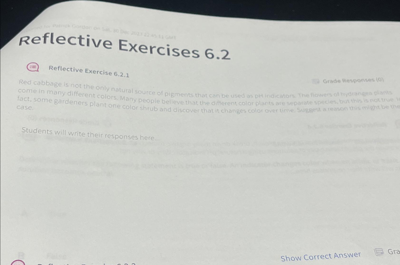 Solved Reflective Exercises 6.2\\n \\nReflective Exercise | Chegg.com