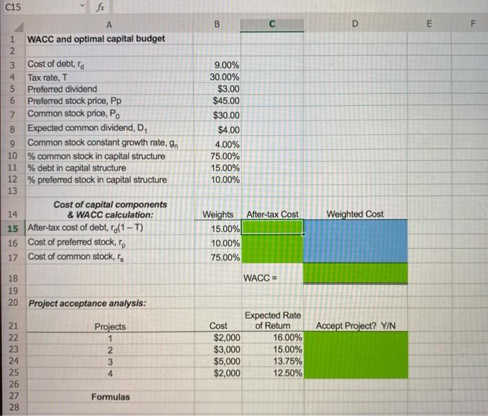 Solved Excel Online Structured Activity: WACC and optimal | Chegg.com