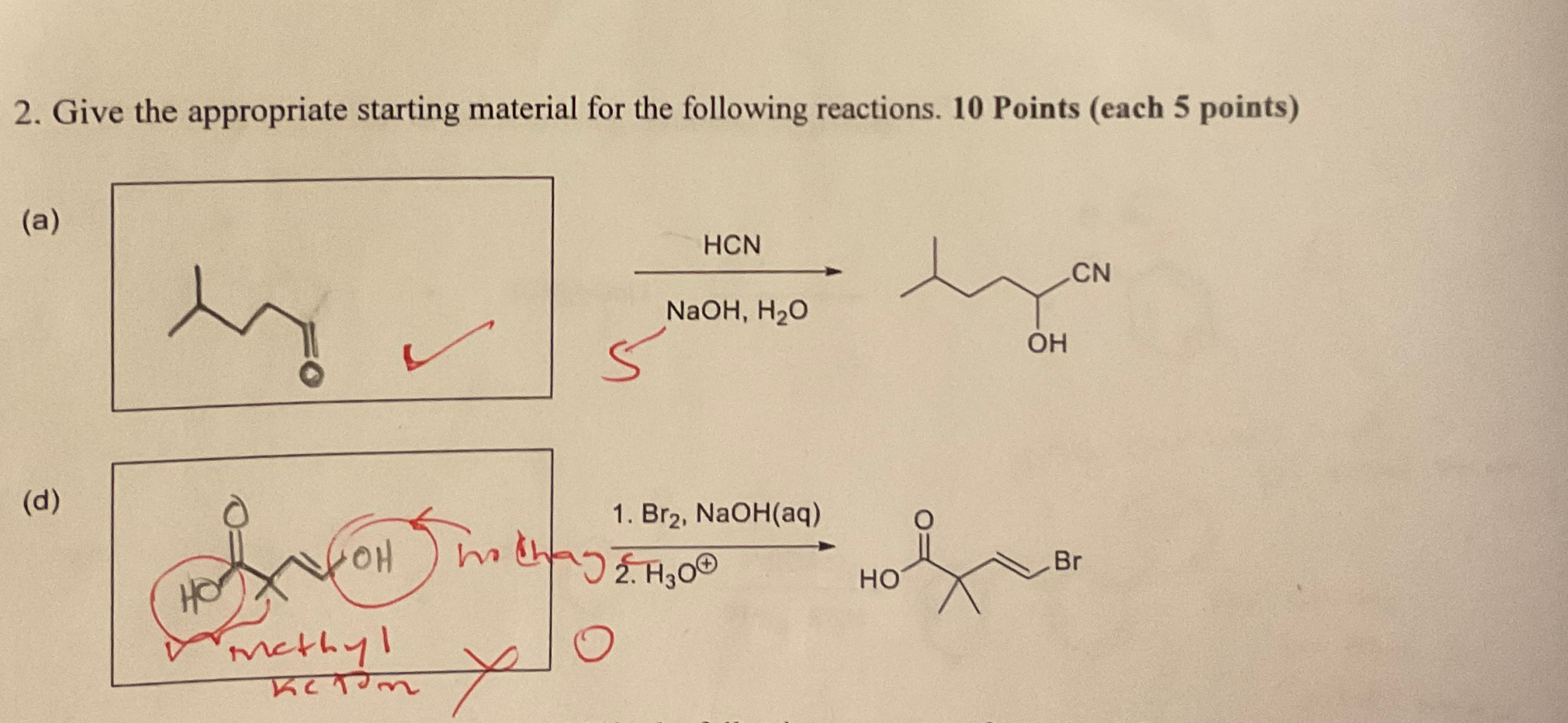 Solved Give the appropriate starting material for the | Chegg.com