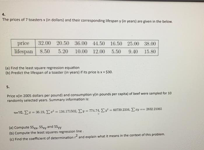 Solved The prices of 7 toasters x (in dollars) and their