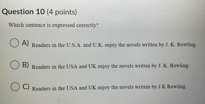 Solved Question 1 (4 points) Which sentence is expressed | Chegg.com