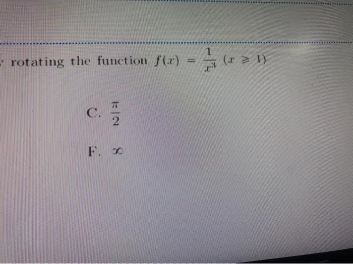 Solved Com The volume of the surface generated by rotating | Chegg.com