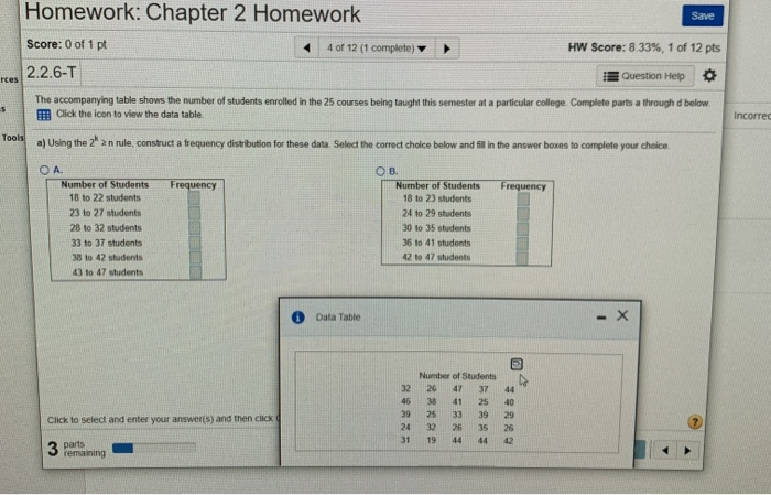 Solved Save Homework: Chapter 2 Homework Score: 0 of 1 pt 4 | Chegg.com