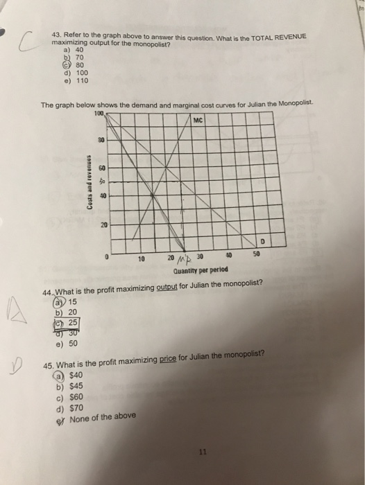 Solved 43. Refer to the graph above to answer this question. | Chegg.com