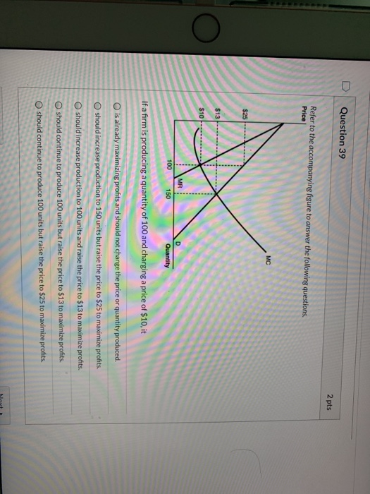 Solved Question 39 2 pts Refer to the accompanying figure to | Chegg.com