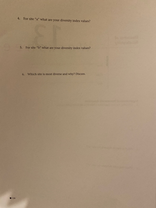 Answer questions 1-6 use Shannons diversity Index or | Chegg.com