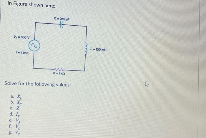 Solved In Figure shown here: Solve for the following values: | Chegg.com