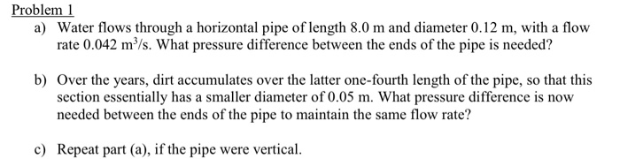 Solved Problem 1 a) Water flows through a horizontal pipe of | Chegg.com