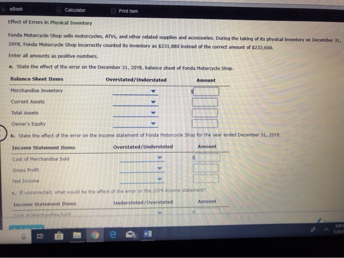Solved eBook Calculator Print item Effect of Errors in | Chegg.com