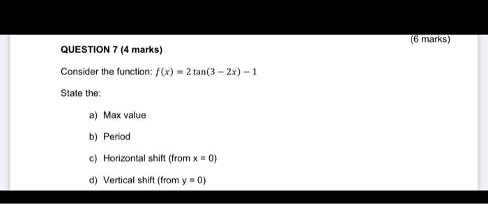 Solved (6 marks) QUESTION 7 (4 marks) Consider the function: | Chegg.com