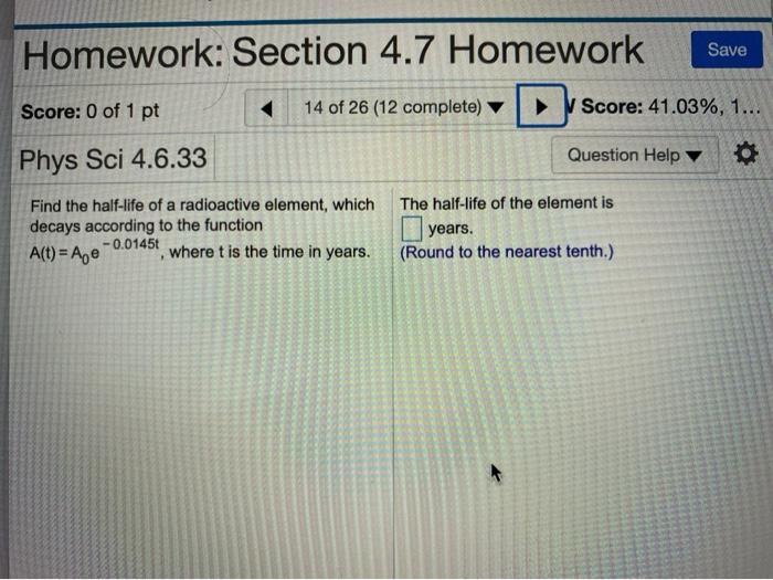 Solved Homework: Section 4.7 Homework Save Score: 0 Of 1 Pt | Chegg.com