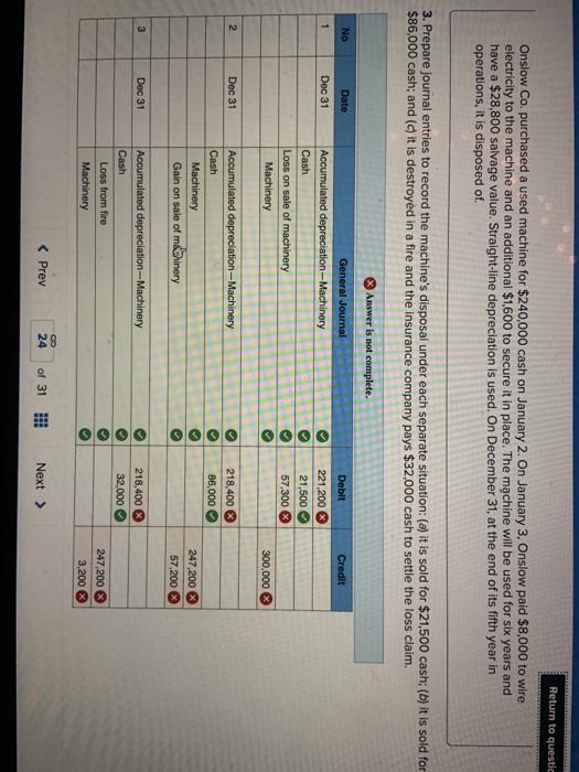 Solved Return to questic Onslow Co. purchased a used machine