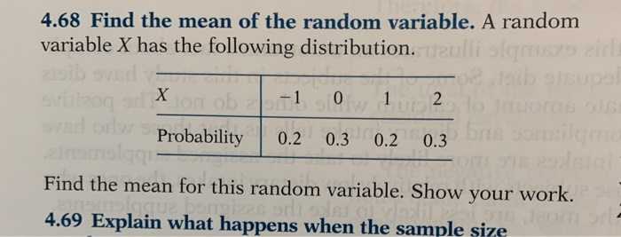 Solved 4.68 Find the mean of the random variable. A random | Chegg.com