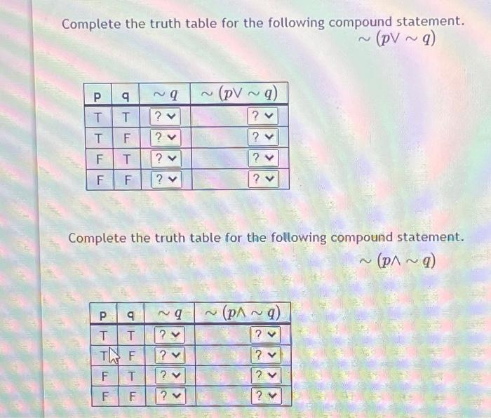 Solved Complete The Truth Table For The Following Compound | Chegg.com