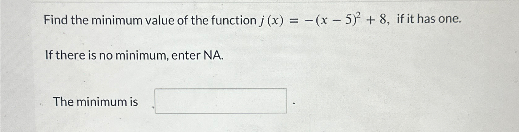 Solved Find the minimum value of the function | Chegg.com