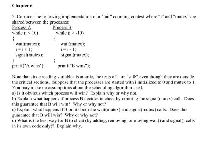 Solved Chapter 6 2. Consider the following implementation of | Chegg.com