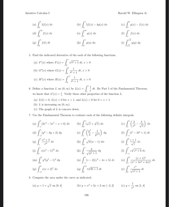 Solved Intuitive Calculus Harold W Ellingsen Jr A Chegg Com