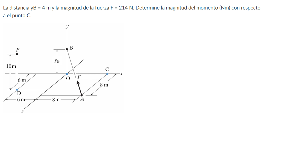 Solved La distancia yB = 4m ﻿y la magnitud de la fuerza | Chegg.com