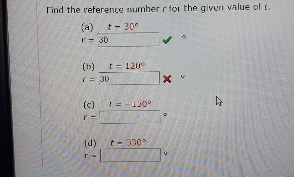 Solved Find the reference number r for the given value of t. | Chegg.com