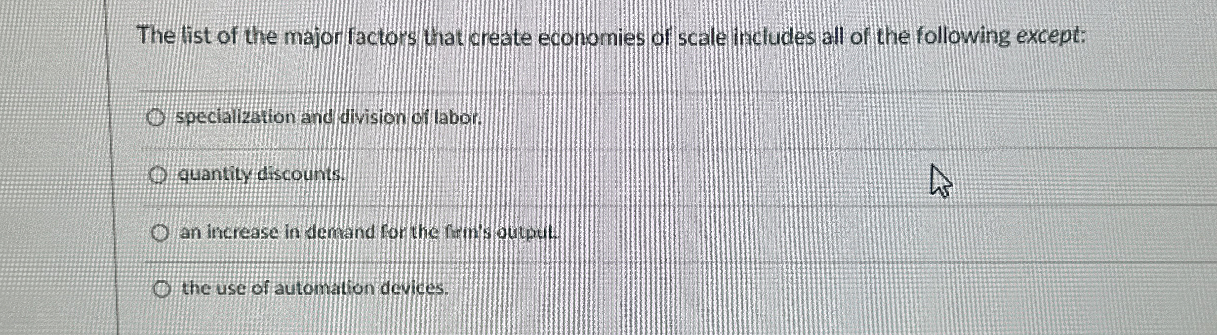 Solved The list of the major factors that create economies | Chegg.com
