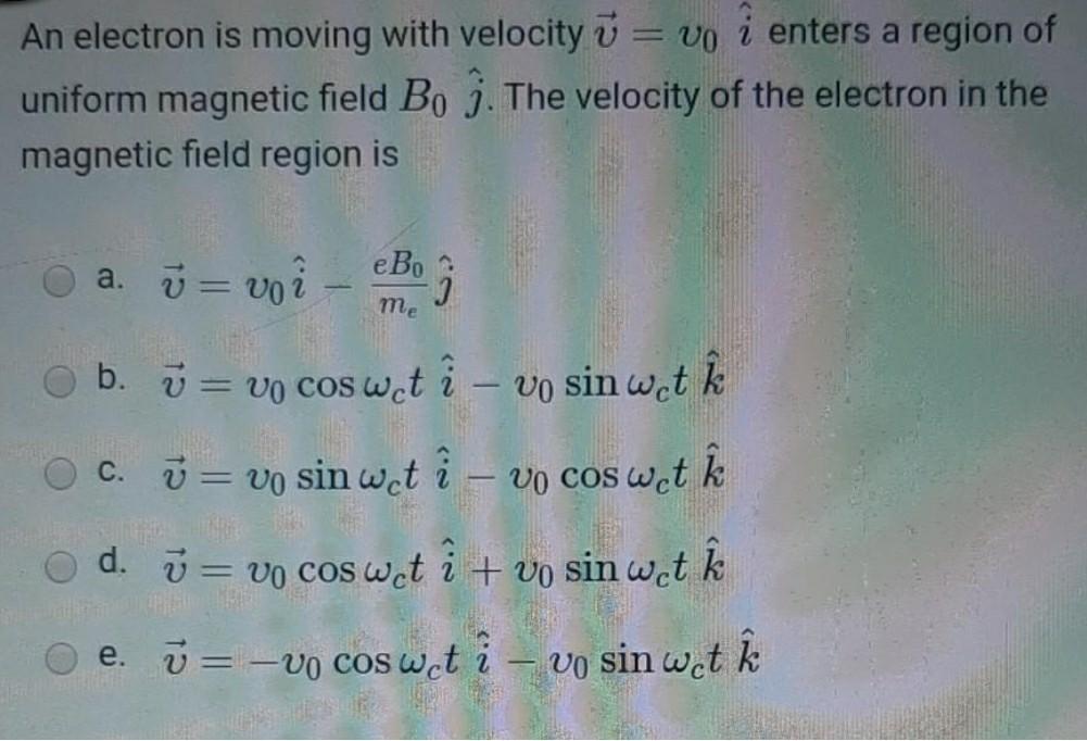 Solved An electron is moving with velocity ū VO enters a | Chegg.com