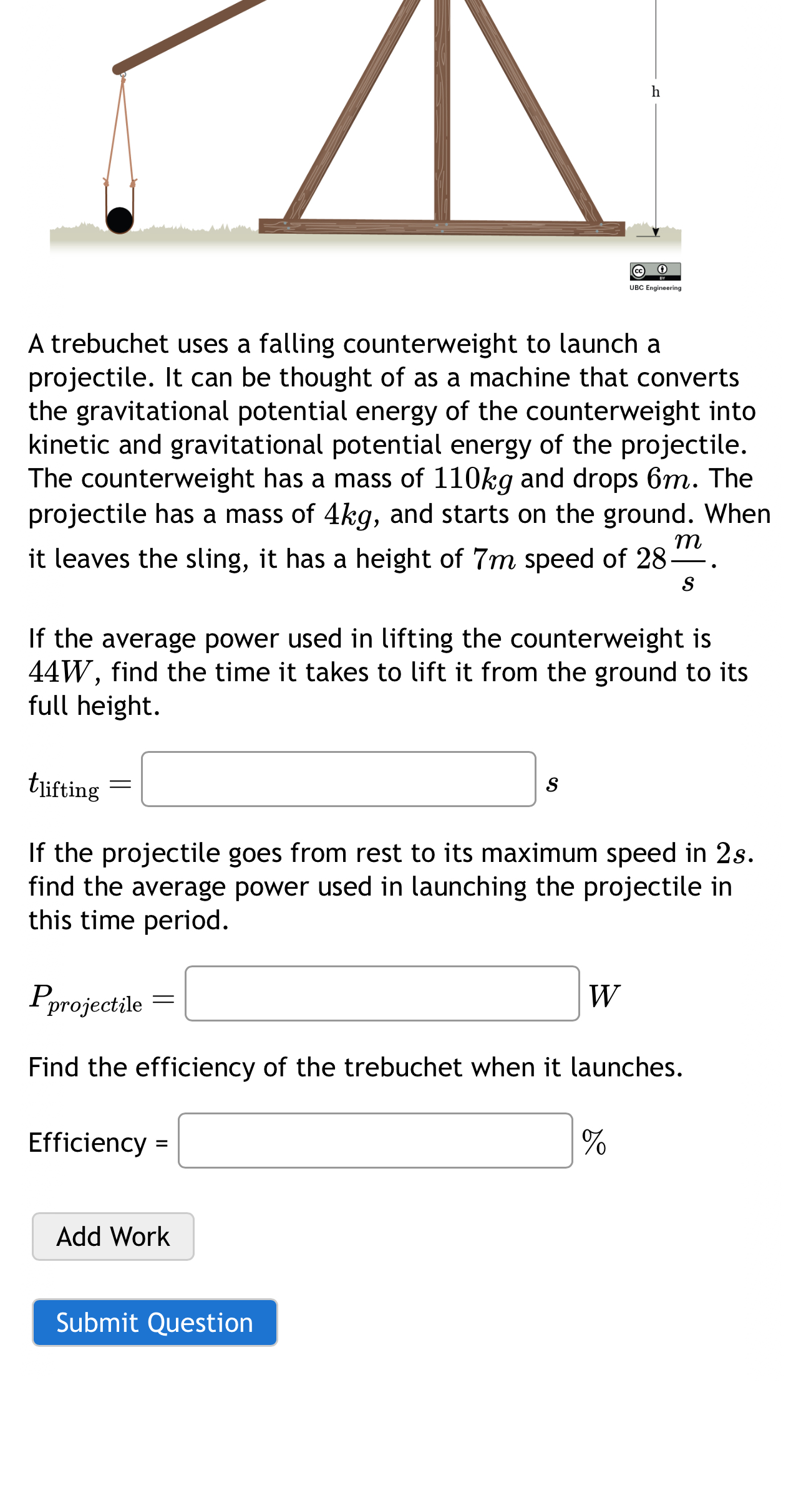 Solved A Trebuchet Uses A Falling Counterweight To Launch A