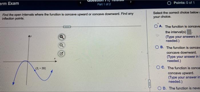 Solved Find the open intervals where the function is concave | Chegg.com
