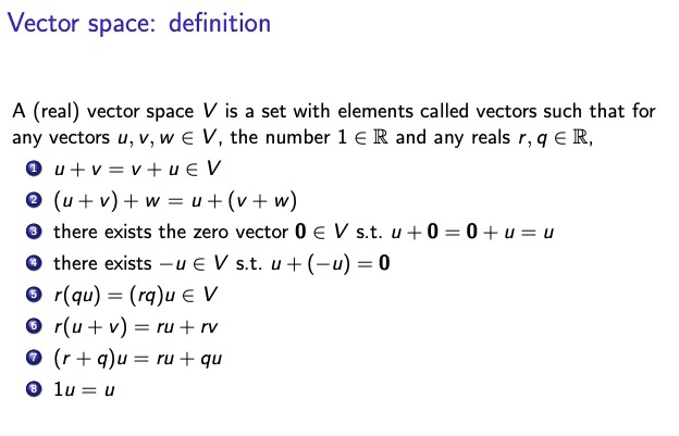 Solved Vector space: definition A (real) vector space V is a | Chegg.com