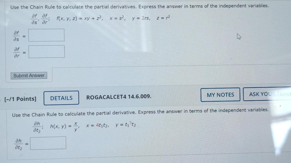 Solved Use the Chain Rule to calculate the partial | Chegg.com