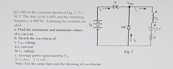 Solved Vур VL ID 12 V 02.(40) in the converter shown in Fig. | Chegg.com