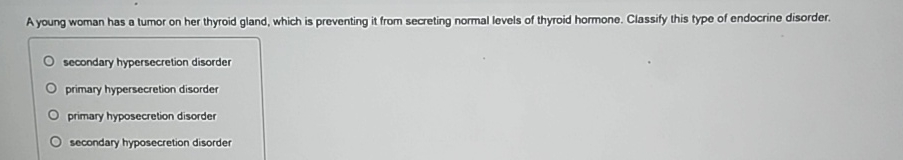 Solved A young woman has a tumor on her thyroid gland, which | Chegg.com