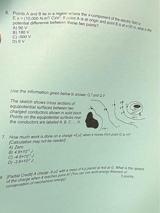 Solved 6. Points A and B lie in a region where the | Chegg.com