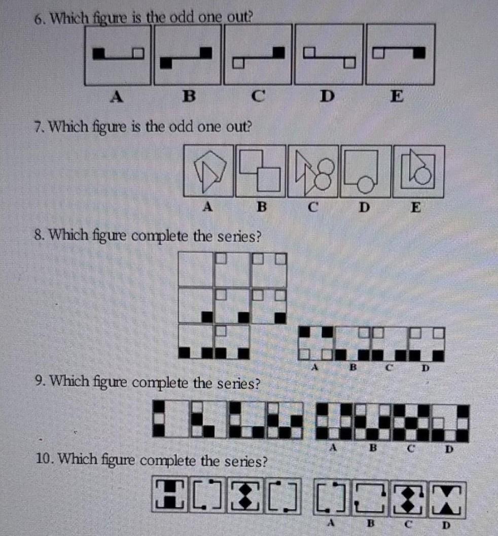 Solved 6 Which Figure Is The Odd One Out A B C D 7 Which Chegg