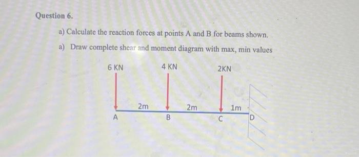 Solved a) Calculate the reaction forces at points A and B | Chegg.com