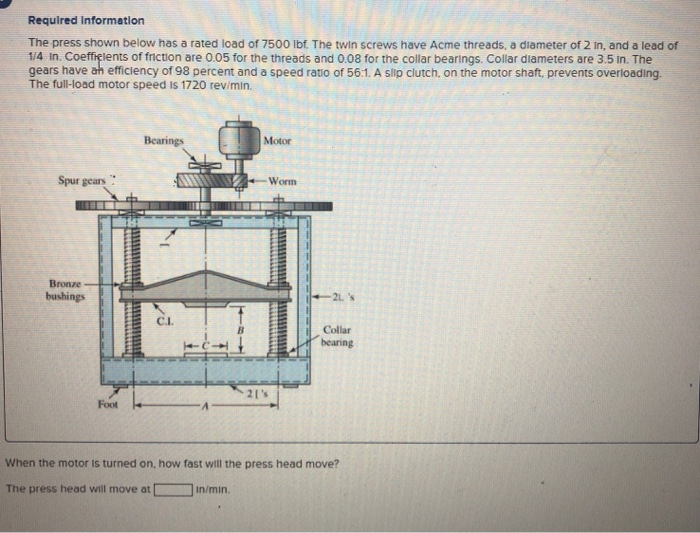 Solved The press shown for Prob. 8-5 has a rated load of