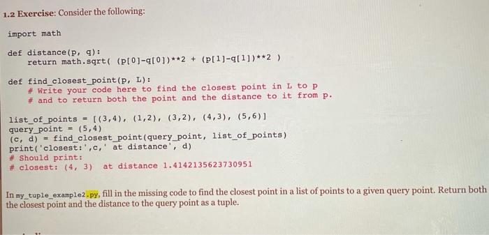 Solved 1.2 Exercise: Consider the following: import math def | Chegg.com