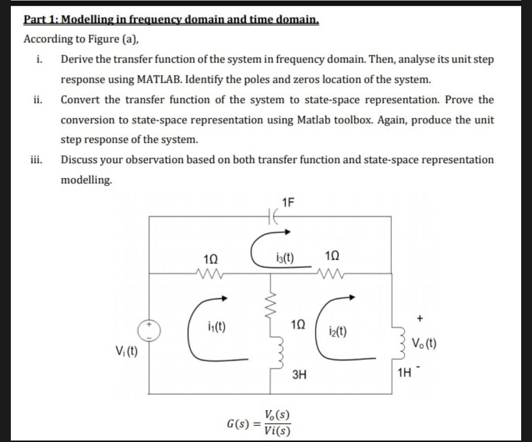 Solved Part 1: Modelling in frequency domain and time | Chegg.com