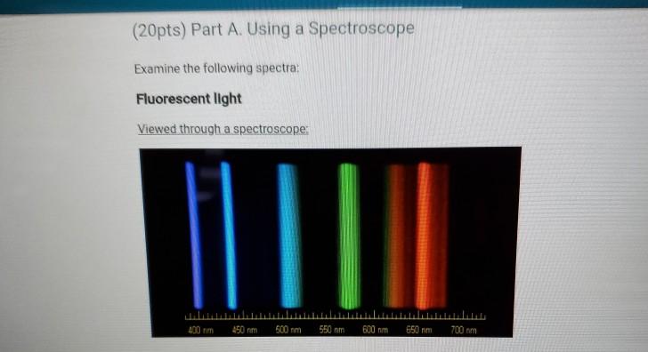 Solved (20pts) Part A. Using a Spectroscope Examine the