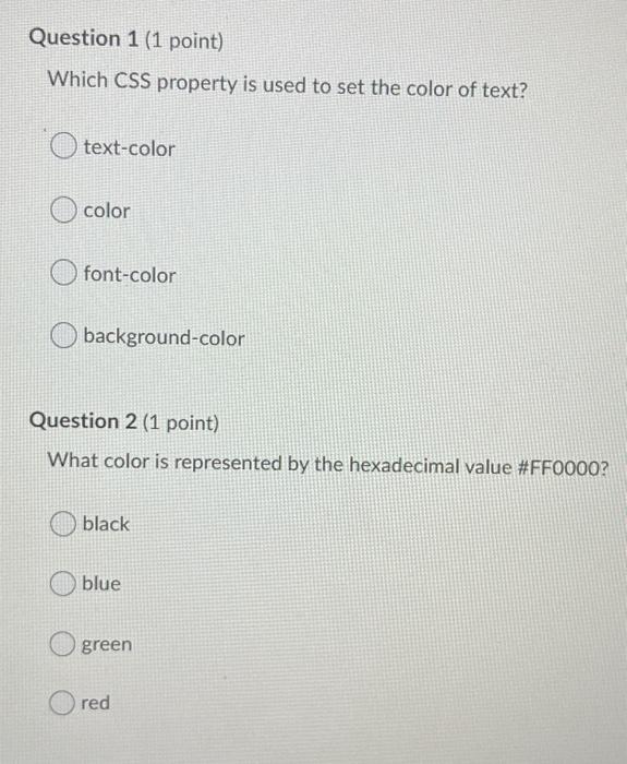 Solved Question 1 (1 point) Which CSS property is used to 